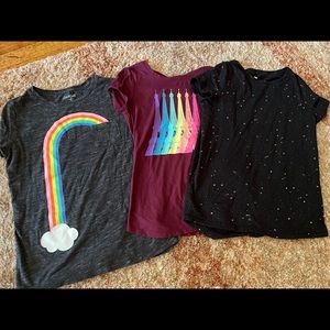 3 S/S Girls Tees Cat & Jack size 10/12; Justice size 10; Old Navy 10/12